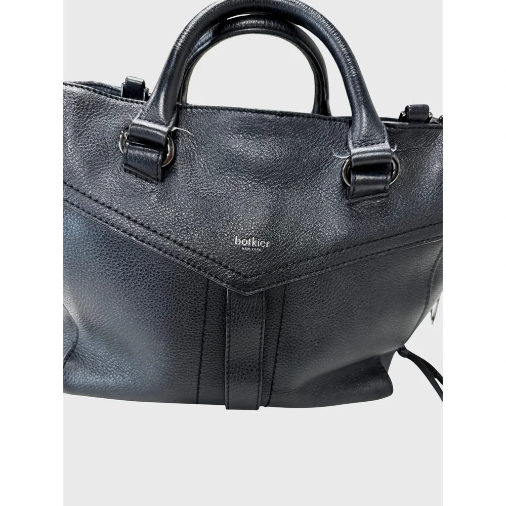 Botkier Trigger Black Pebbled Leather Satchel Bag Gunmetal‎ Hardware Tassels